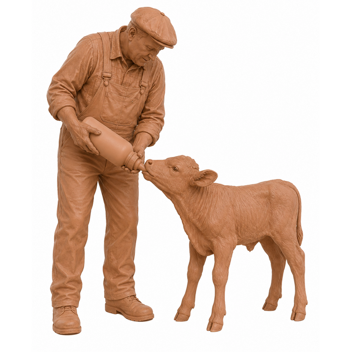 SW9508 Farmer feeding Young Calf