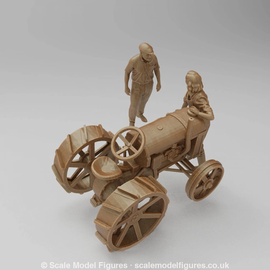 SW2140 Farmer and Girl Starting Old Tractor Scene - Figure