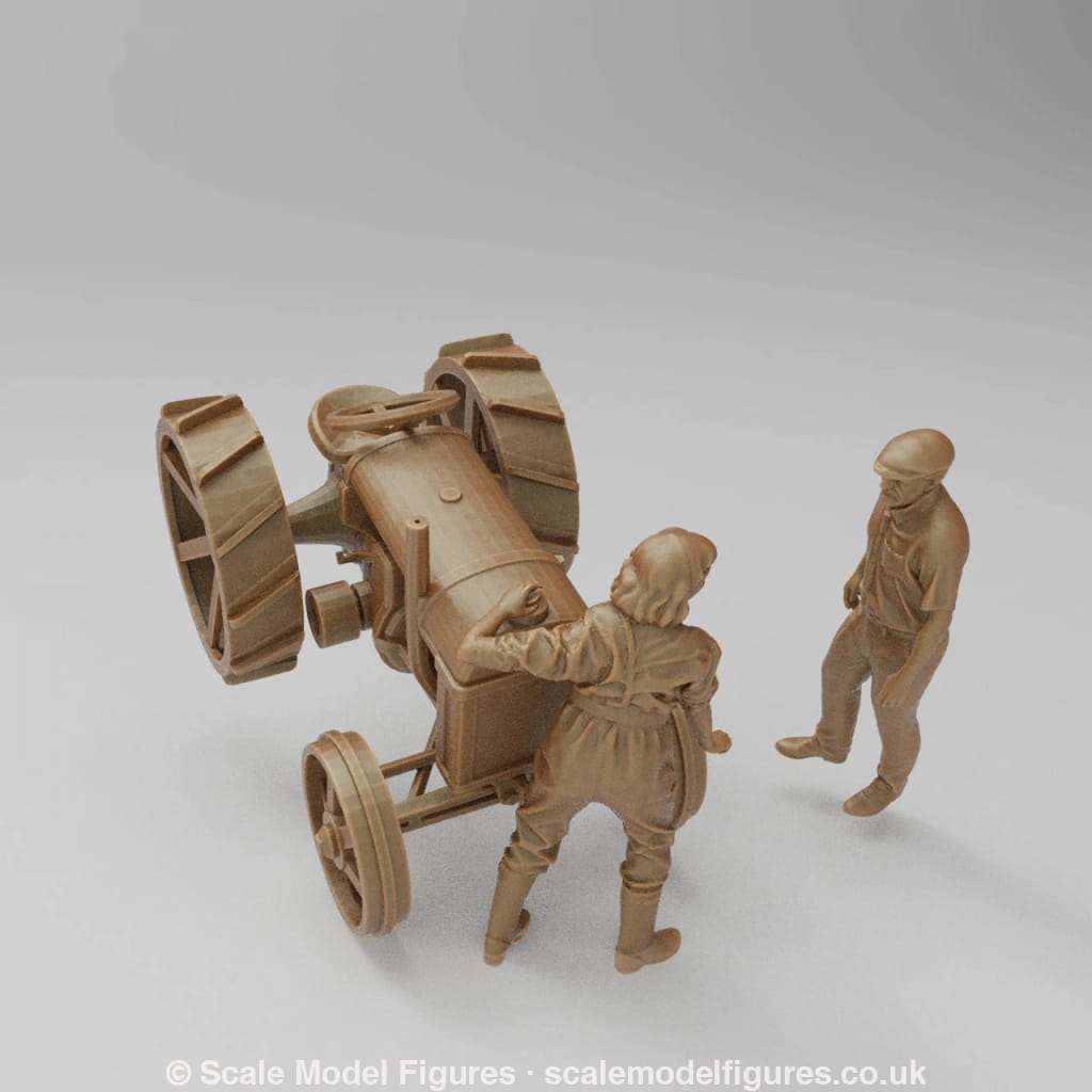 SW2140 Farmer and Girl Starting Old Tractor Scene - Figure