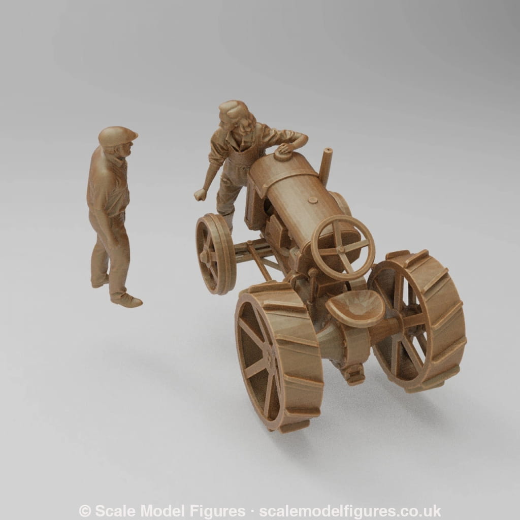 SW2140 Farmer and Girl Starting Old Tractor Scene - Figure