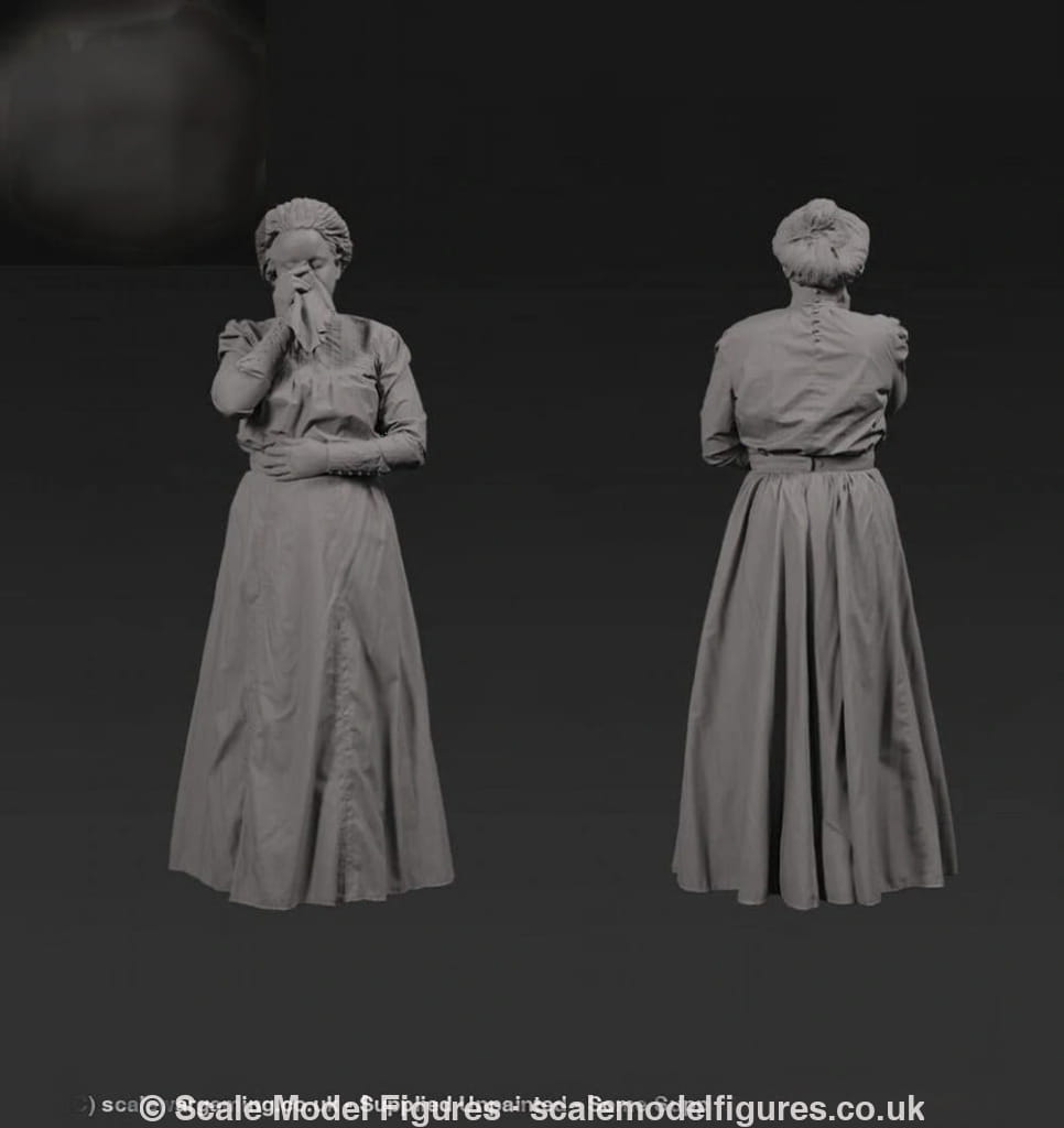 132s-0108 Victorian Lady blowing nose or crying Figure