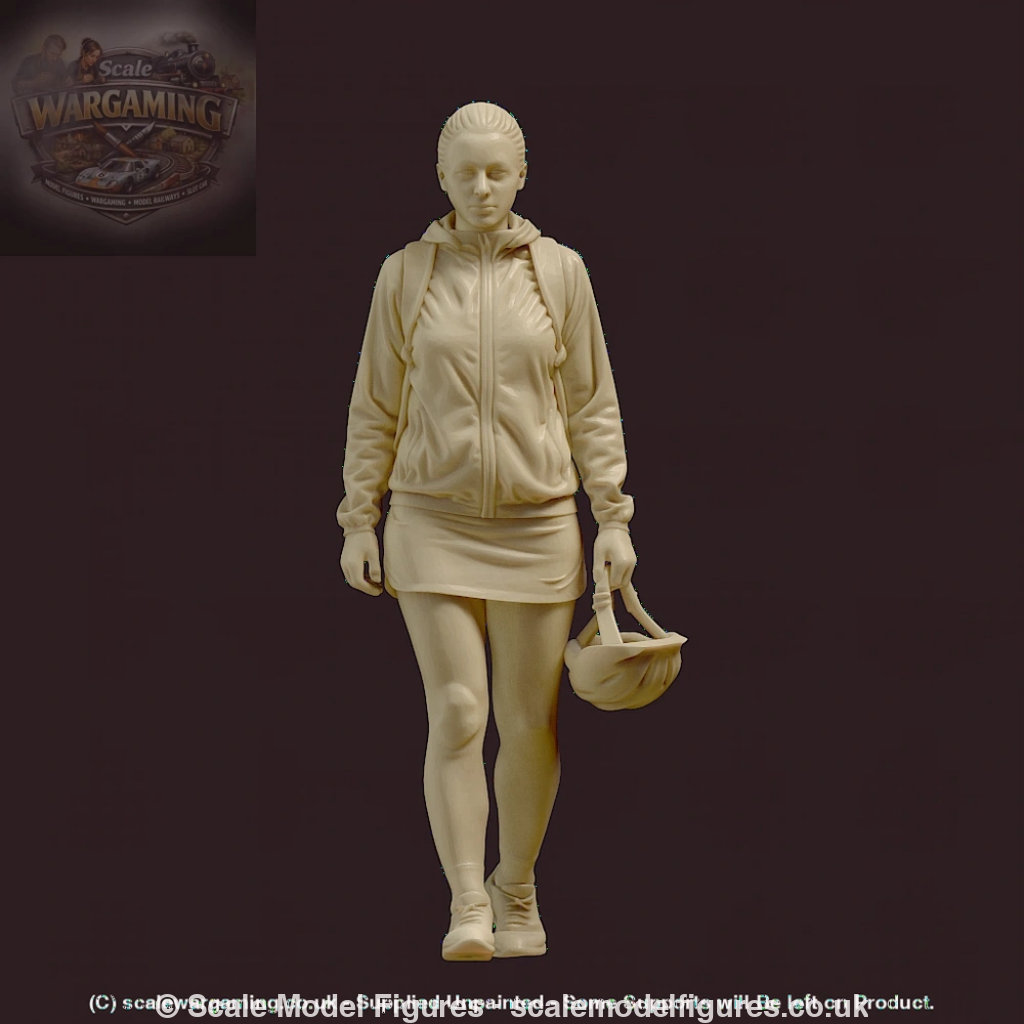 MM4173 Young Female in Skirt holding Cycle Helmet Figure