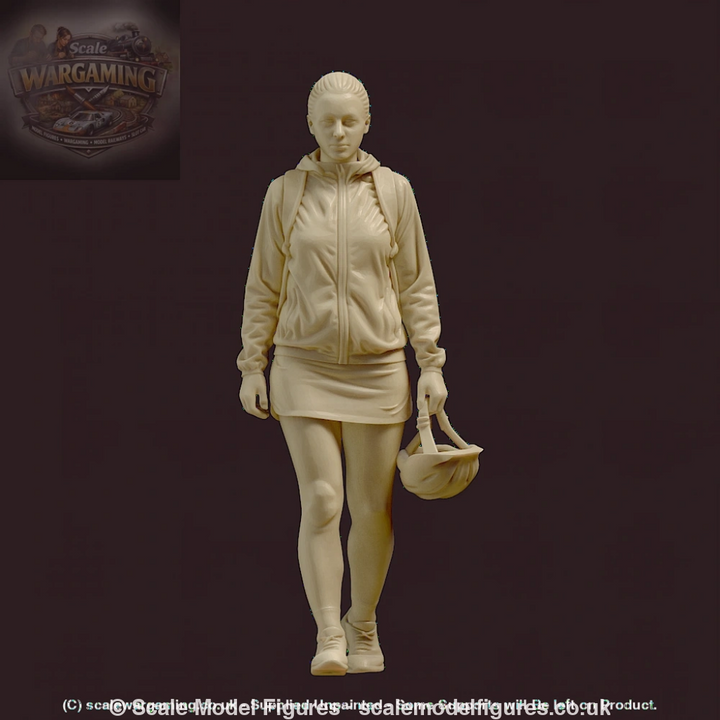 MM4173 Young Female in Skirt holding Cycle Helmet Figure