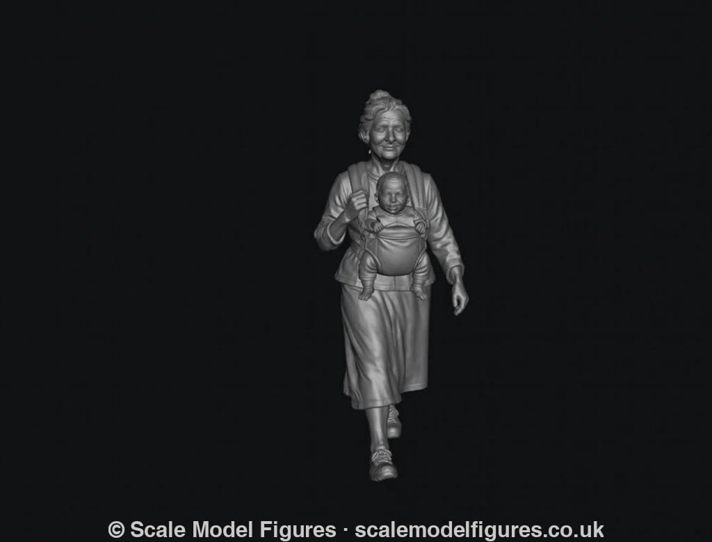 SMF8300 Grandma Carrying Baby in Harness 2 - Figure