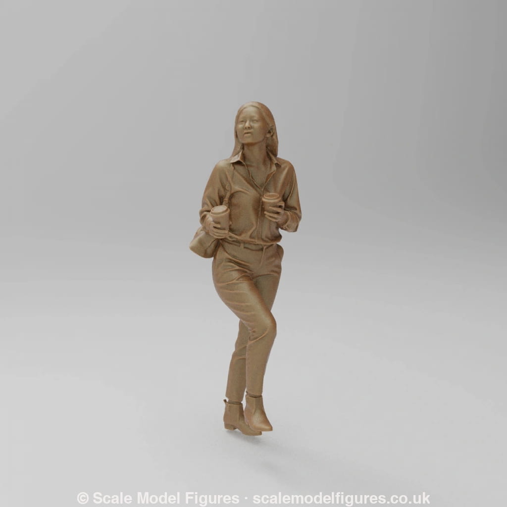 SW9123 Girl with coffee on stairs - Figure