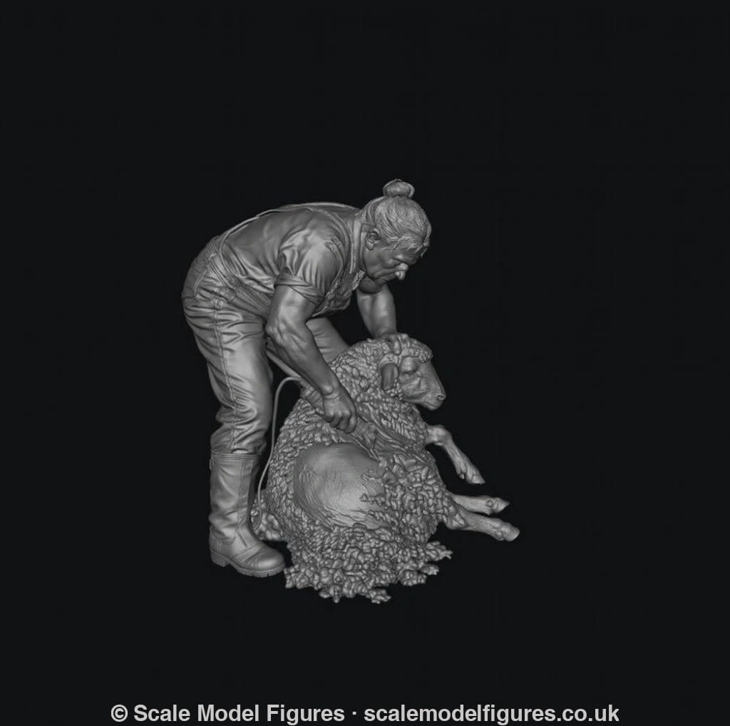 SMF9502 Female Farmer Sheering Sheep - Figure