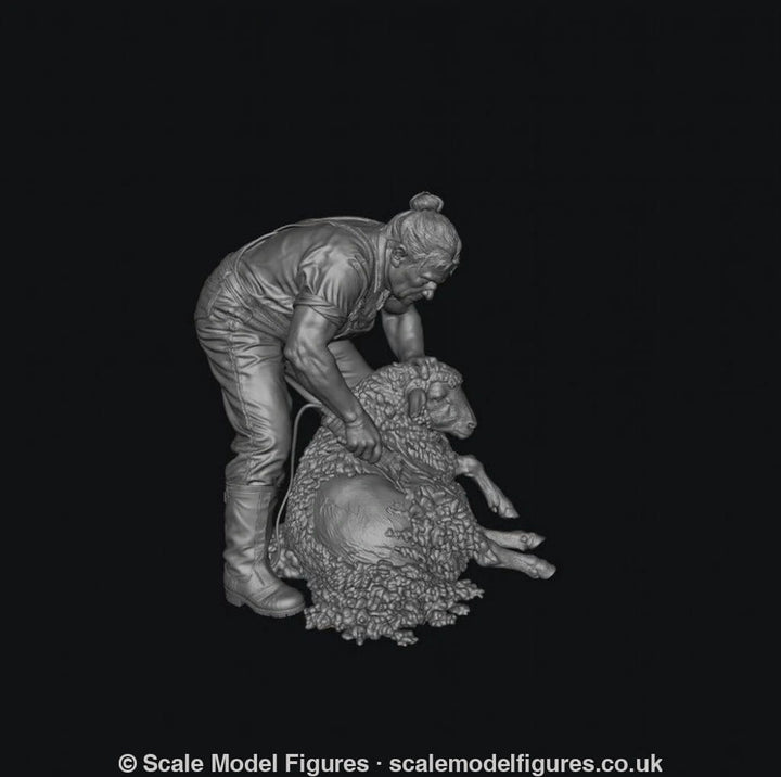 SMF9502 Female Farmer Sheering Sheep - Figure