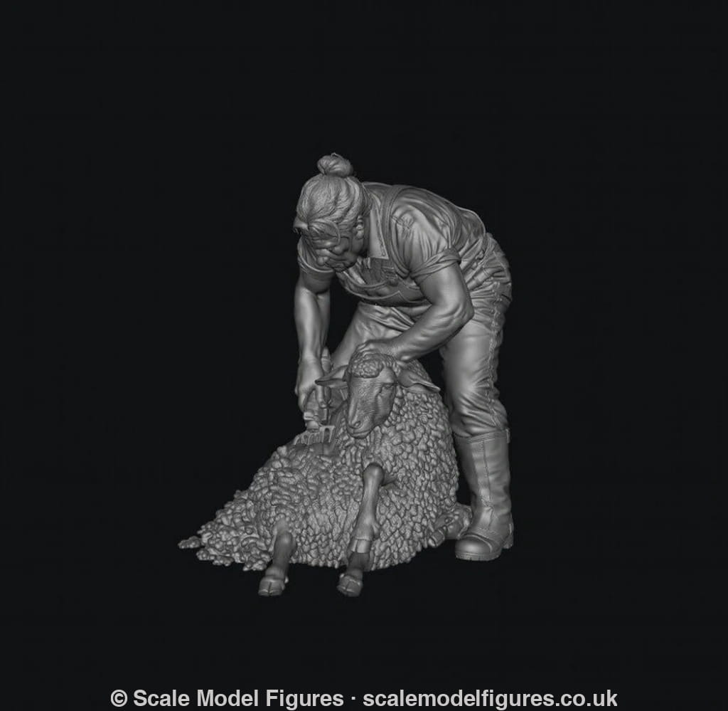 SMF9502 Female Farmer Sheering Sheep - Figure