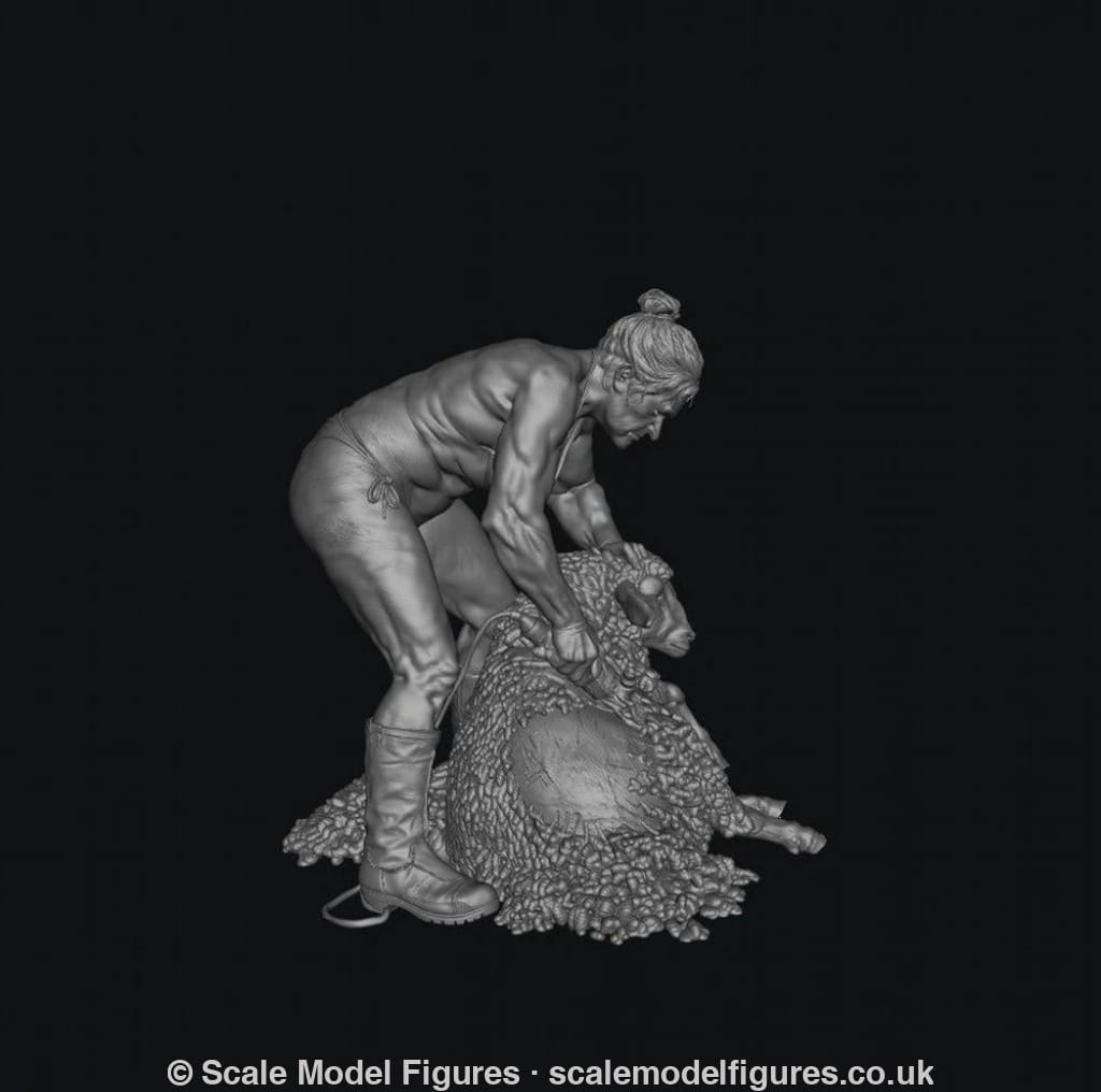 SMF9504 Female Farmer wearing Bikini Sheering Sheep - Figure