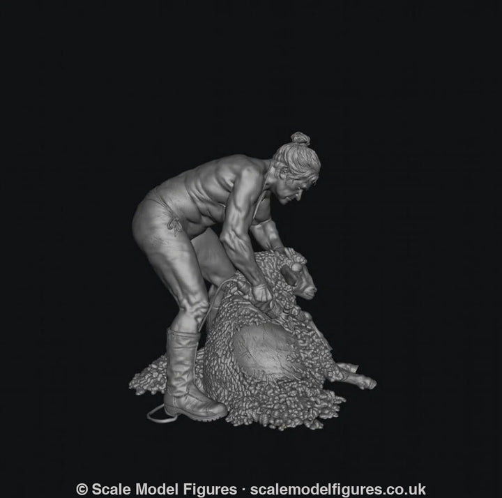 SMF9504 Female Farmer wearing Bikini Sheering Sheep - Figure
