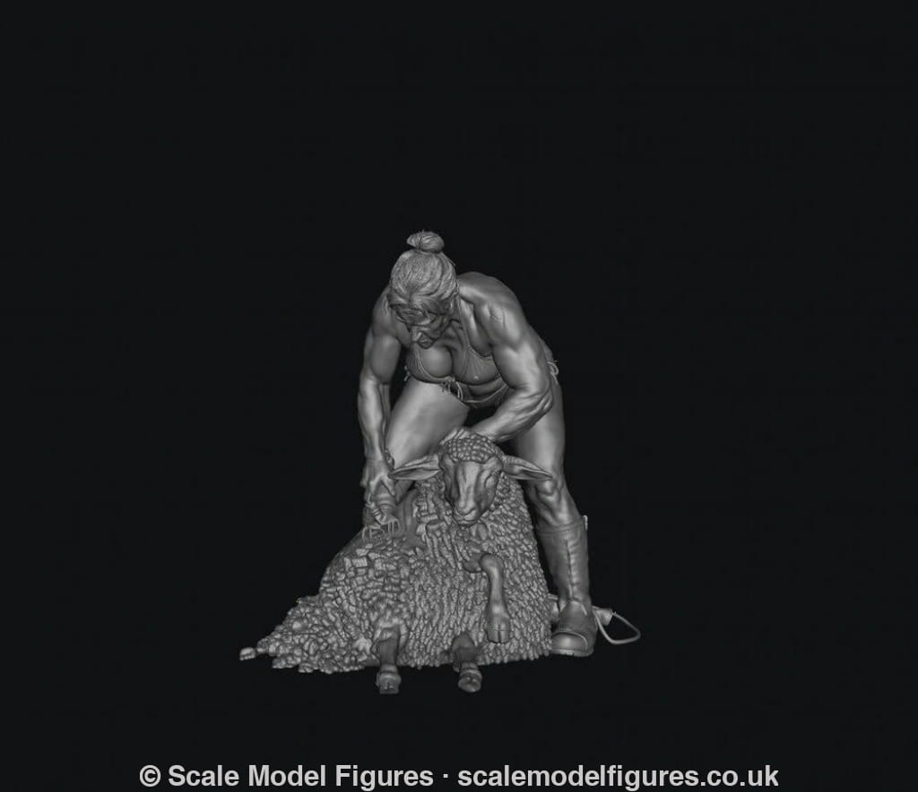 SMF9504 Female Farmer wearing Bikini Sheering Sheep - Figure