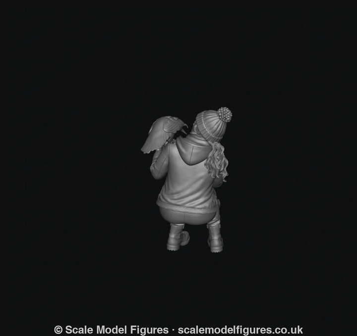 SMF9642 Female Eating Pastie Sitting with Seagull Attacking - Figure