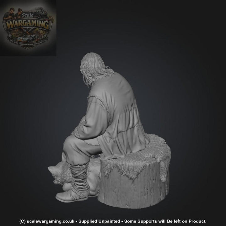 SW3118 Medieval Male Sitting with Dog - Figure