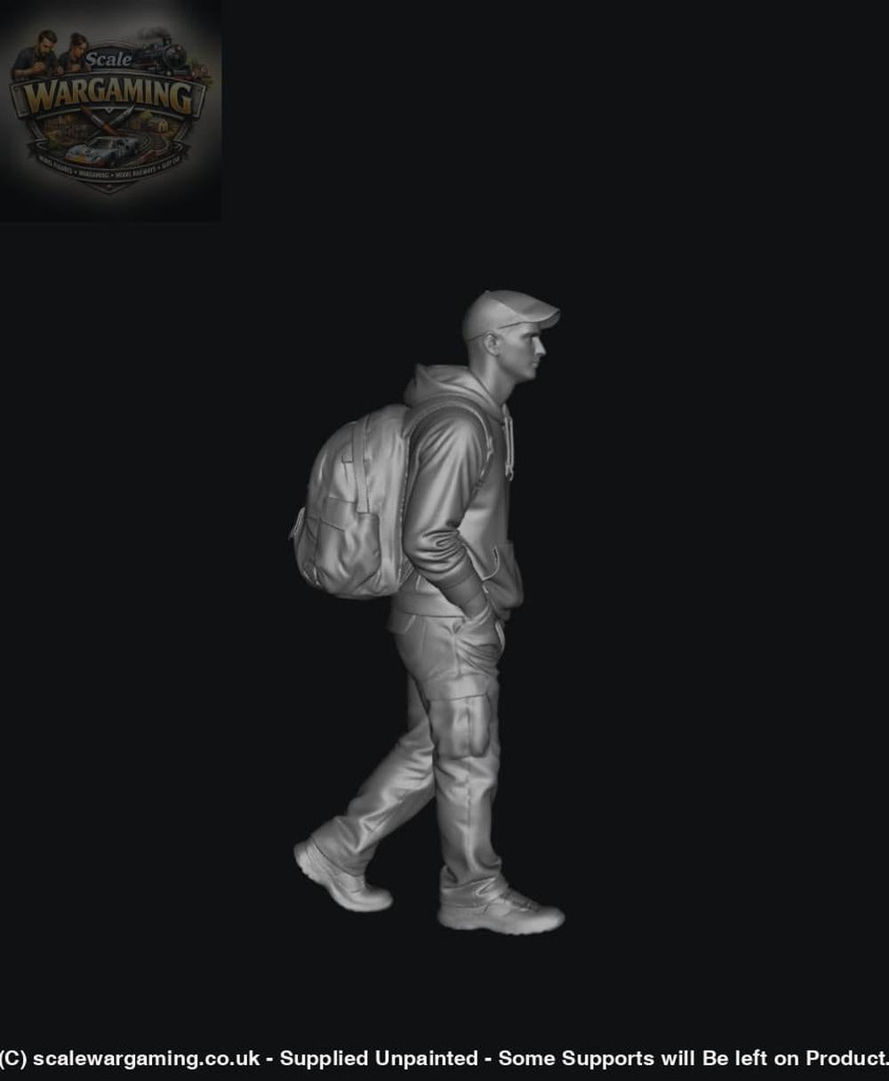SW5014 Street People - Man in Hoodie with Backpack Walking - Figure