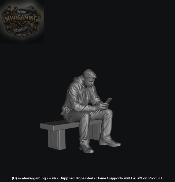 SW5014 Street People - Man Sitting on Bench Checking Messages - Figure