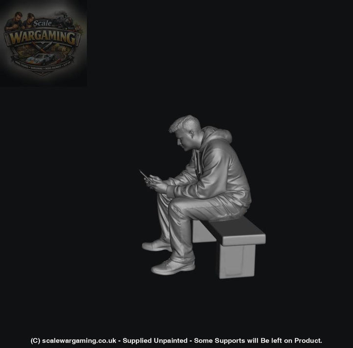 SW5014 Street People - Man Sitting on Bench Checking Messages - Figure