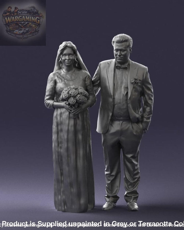 Mm868 Father And Bride With Bouquet Of Flowers Figure