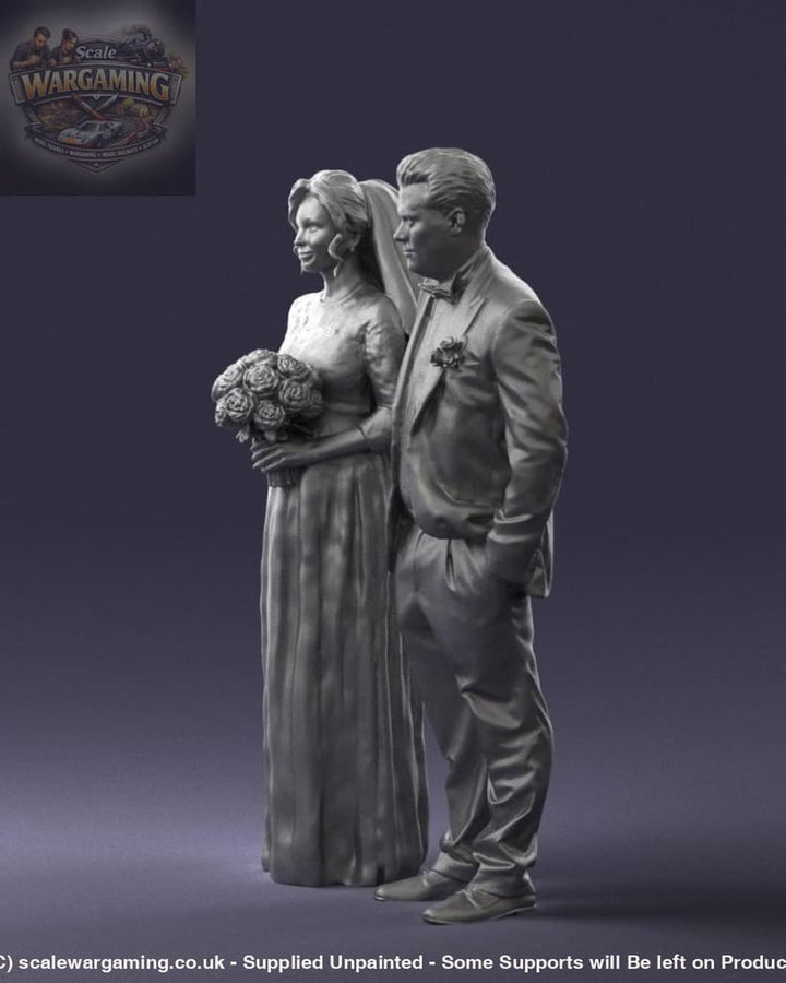 Mm868 Father And Bride With Bouquet Of Flowers Figure