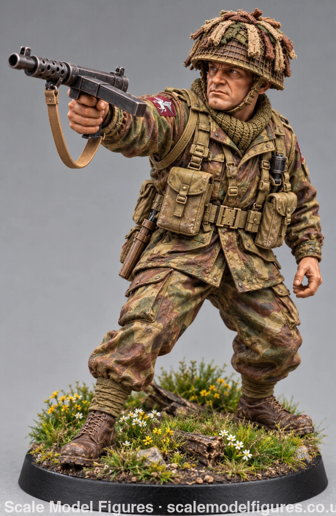 WB-UKP-001 British Paratrooper Officer Standing 1 Heroic - Wargaming Figure