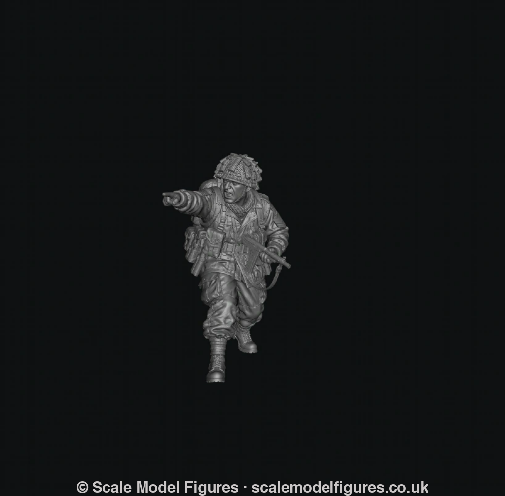 WB-UKP-002 NCO Advancing Shouting Orders with Sten Gun 1 HD - Wargaming Figure