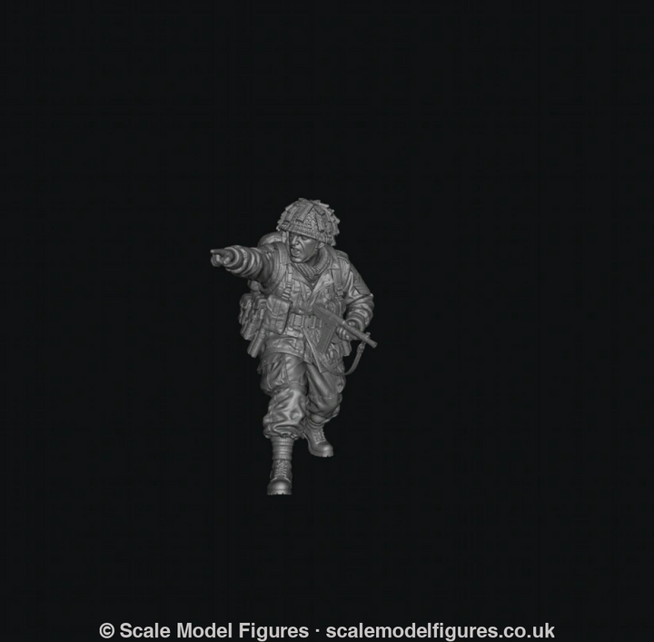 WB-UKP-002 NCO Advancing Shouting Orders with Sten Gun 1 HD - Wargaming Figure