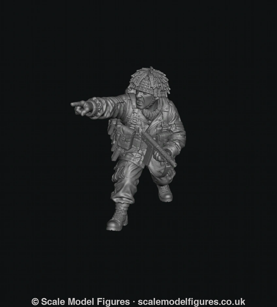 WB-UKP-002 NCO Advancing Shouting Orders with Sten Gun 1 Heroic - Wargaming Figure
