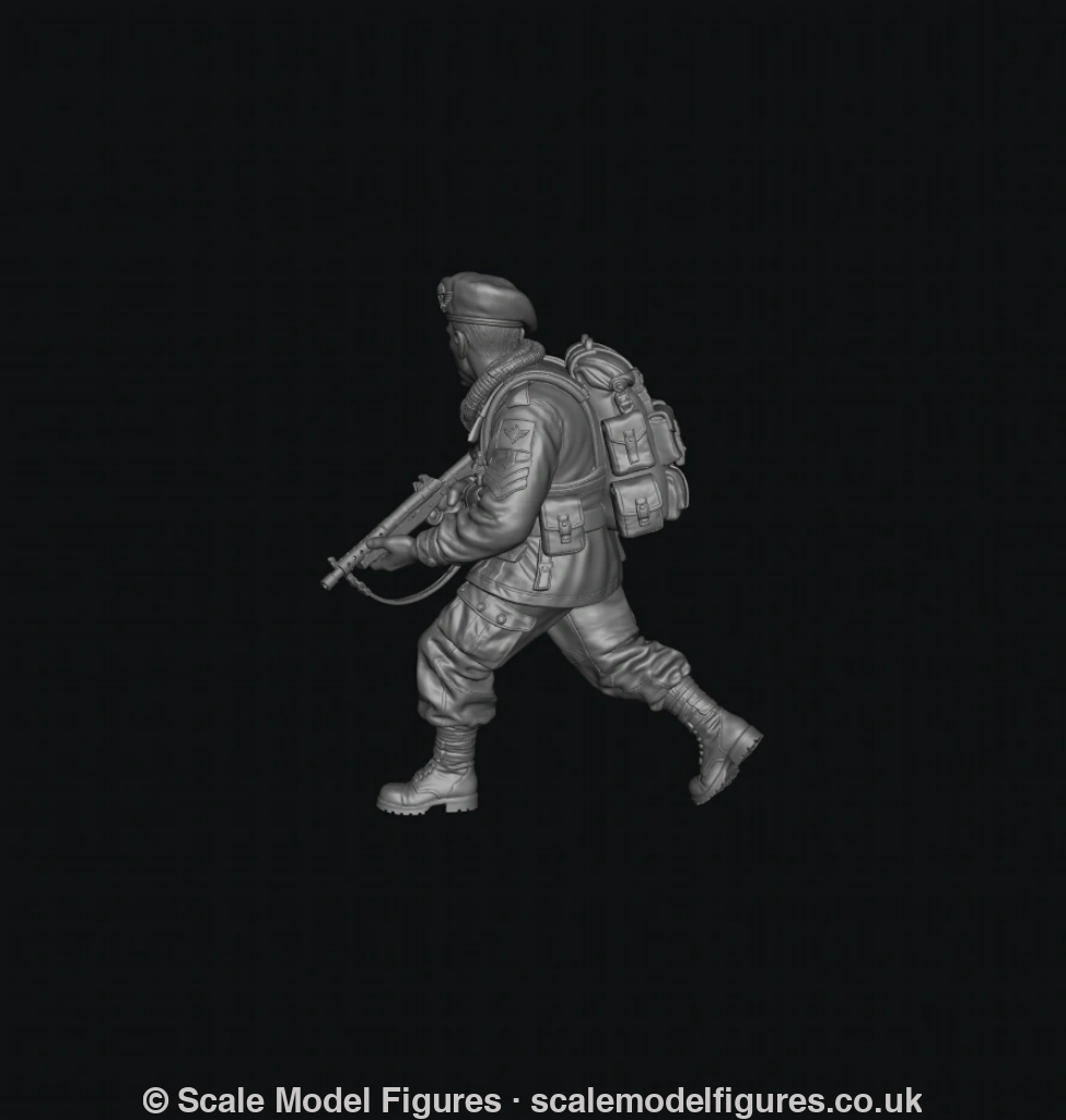 WB-UKP-002 NCO Advancing Shouting Orders with Sten Gun 2 HD - Wargaming Figure