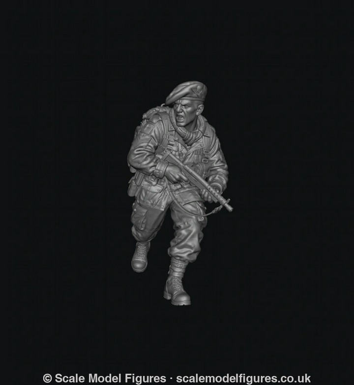 WB-UKP-002 NCO Advancing Shouting Orders with Sten Gun 2 HD - Wargaming Figure