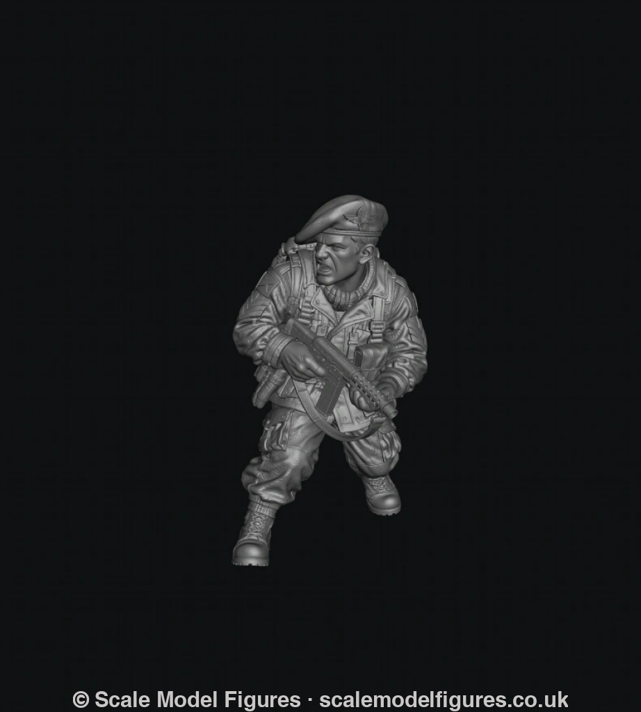 WB-UKP-002 NCO Advancing Shouting Orders with Sten Gun 2 Heroic - Wargaming Figure