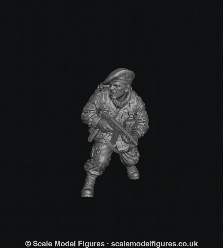 WB-UKP-002 NCO Advancing Shouting Orders with Sten Gun 2 Heroic - Wargaming Figure